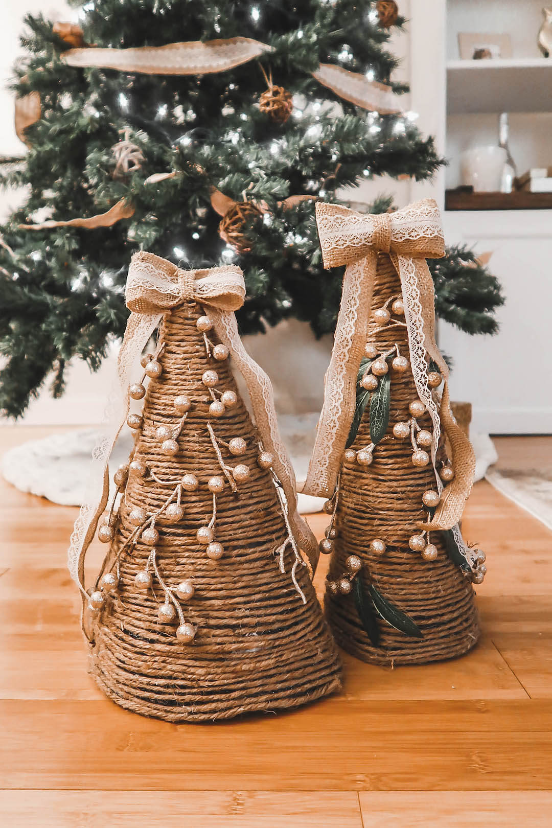 Farmhouse Style Christmas Cone Trees DIY